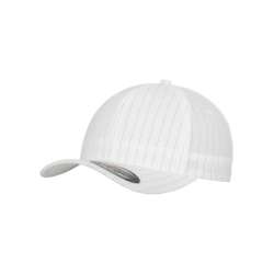 Flexfitkeps, vit/svart 6195 Pinstripe med böjd skärm